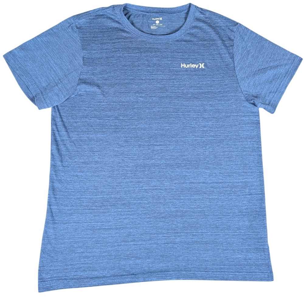 Hurley T-Shirt Mens Large Blue Heathered Short Sleeve Logo Excellent